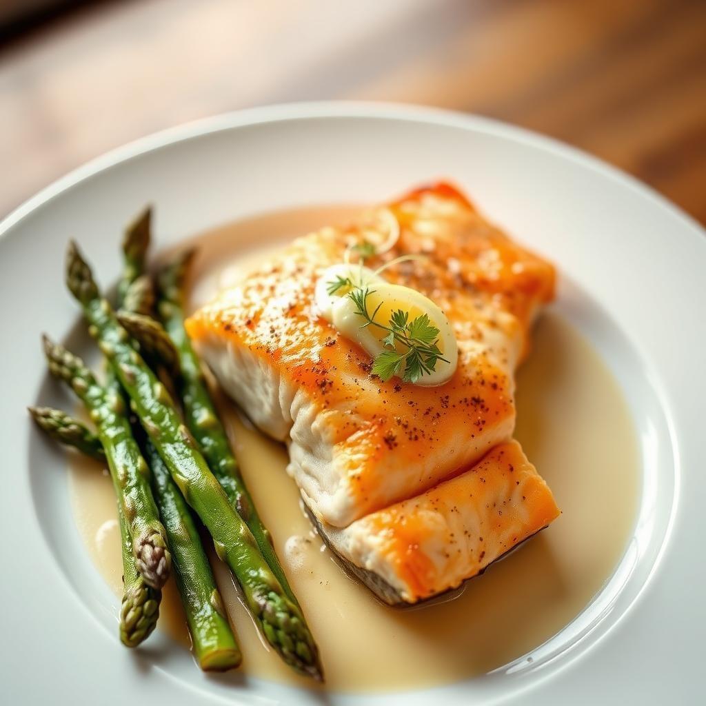 Baked Salmon with Asparagus and Lemon Butter