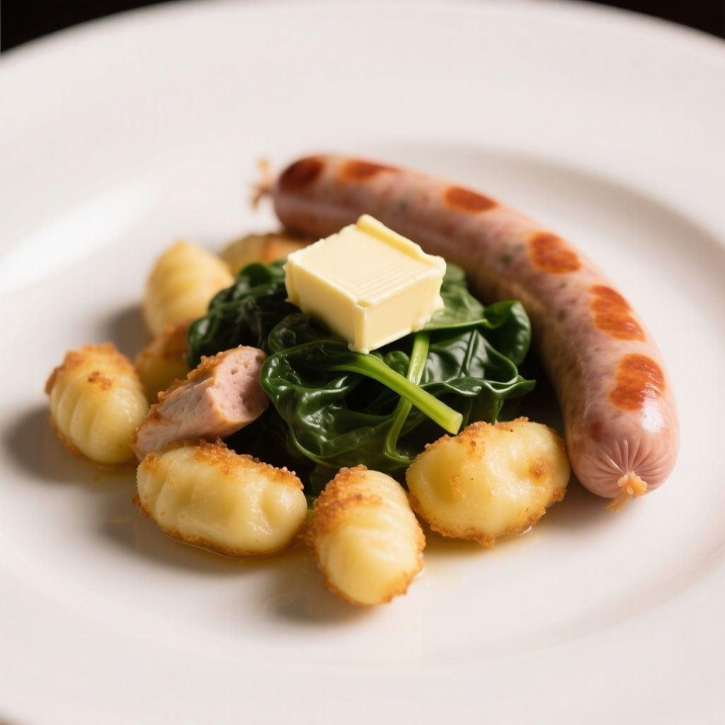 Crispy Gnocchi with Chicken Sausage and Wilted Spinach Crispy Gnocchi with Chicken Sausage and Wilted Spinach