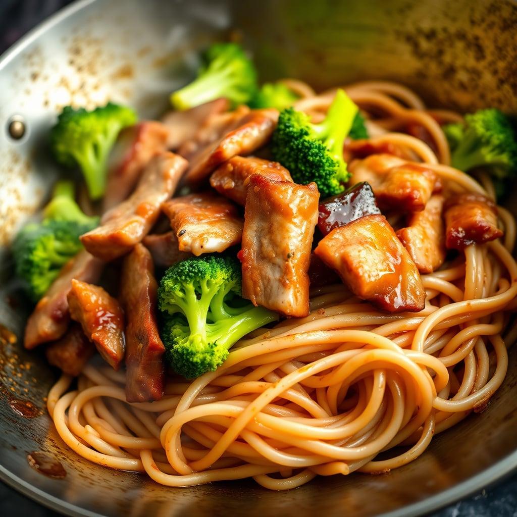 Quick Pork Stir-Fry with Udon Noodles and Broccoli Quick Pork Stir-Fry with Udon Noodles and Broccoli