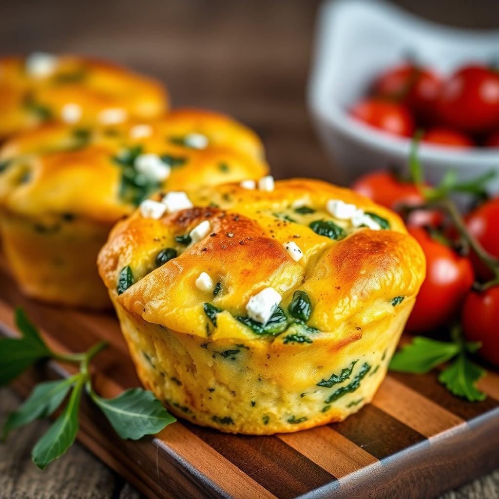 Savory Spinach and Feta Breakfast Muffins with Herb-Roasted Tomatoes Savory Spinach and Feta Breakfast Muffins with Herb-Roasted Tomatoes