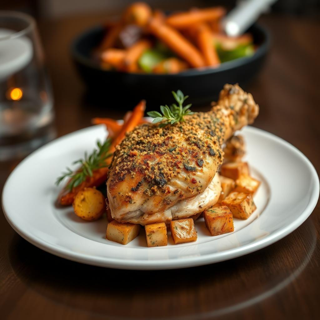 Air Fryer Herb-Crusted Chicken with Roasted Vegetables Air Fryer Herb-Crusted Chicken with Roasted Vegetables
