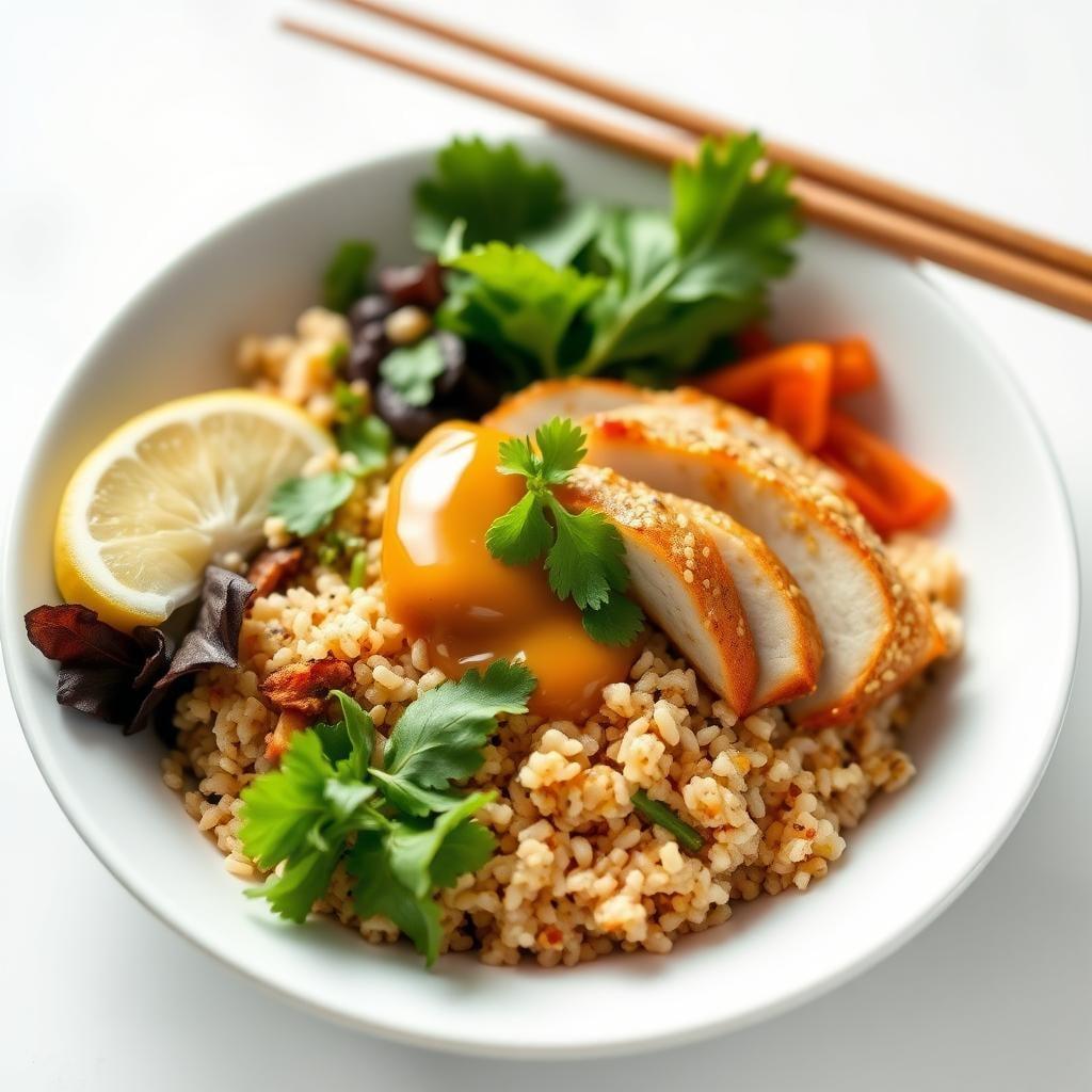 Asian-Inspired Quinoa Bowl with Sesame Ginger Dressing Asian-Inspired Quinoa Bowl with Sesame Ginger Dressing