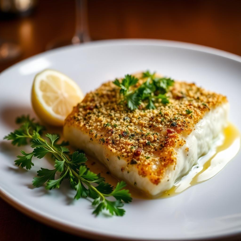 Herb-Crusted Baked Cod with Lemon Butter Sauce Herb-Crusted Baked Cod with Lemon Butter Sauce