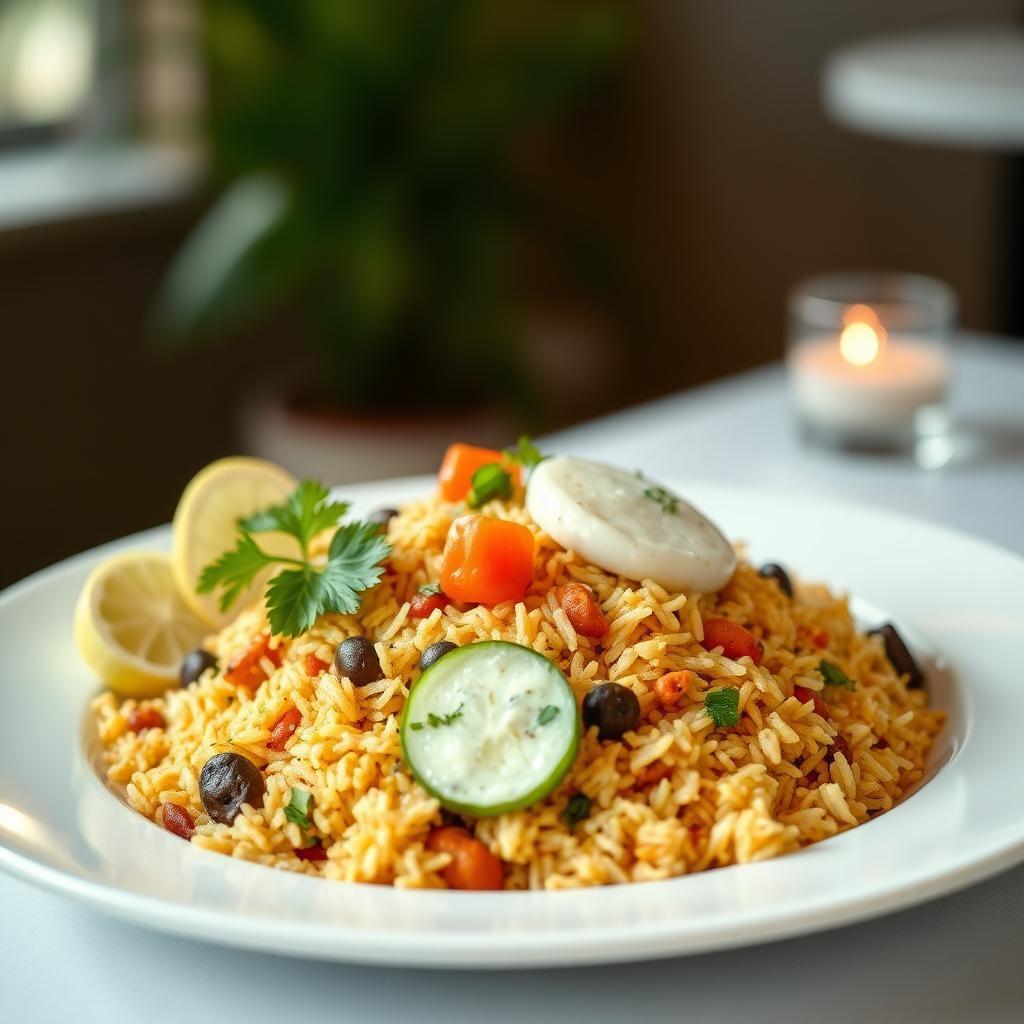 Vegetable Biryani with Cucumber Raita Vegetable Biryani with Cucumber Raita
