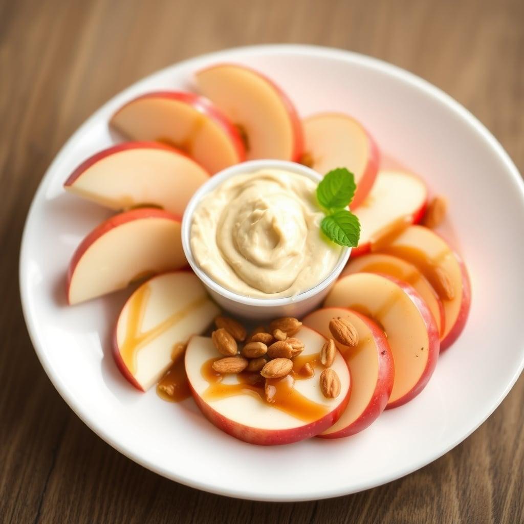 Almond Butter and Apple Slices with Vanilla Protein Dip