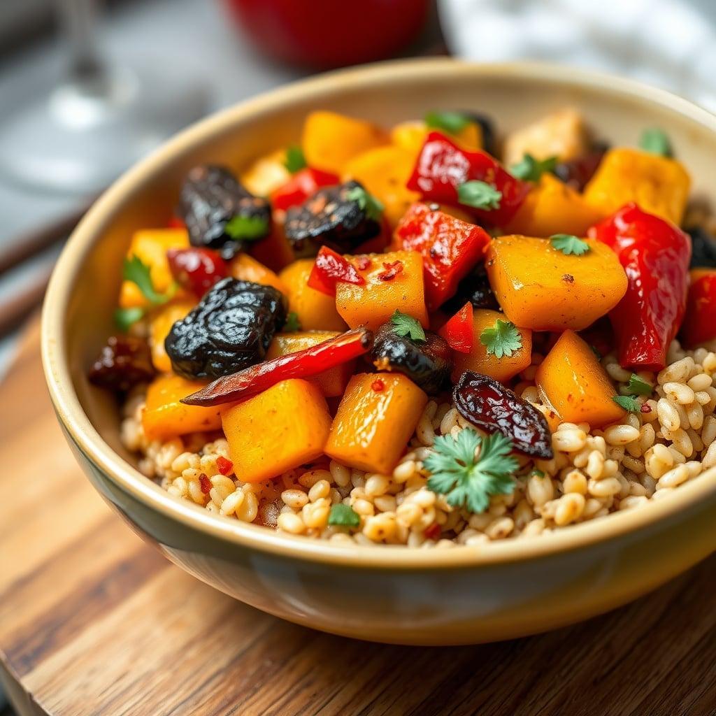 Calabrian Chili Roasted Vegetable and Farro Salad