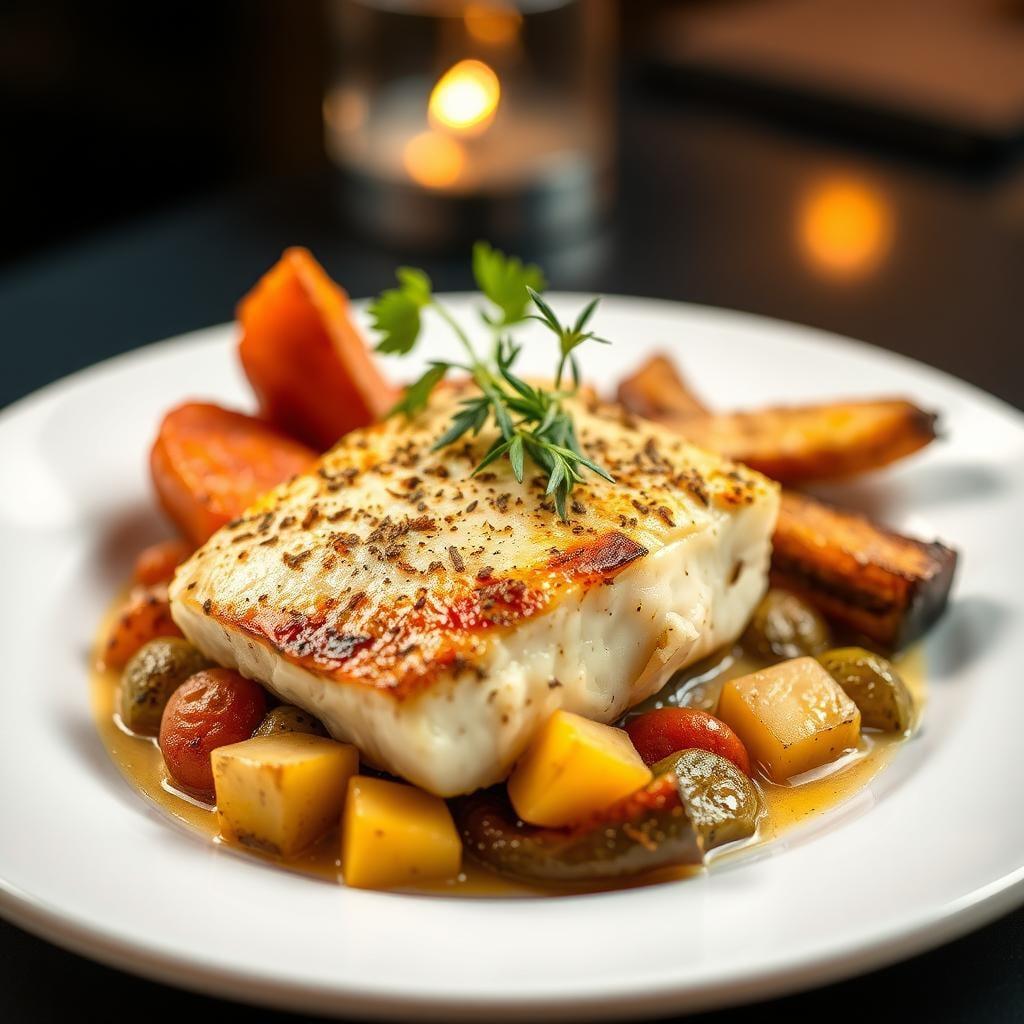 Baked Cod with Herb Roasted Vegetables