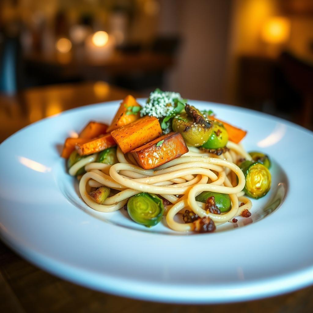 Roasted Sweet Potato & Brussels Sprout Pasta Roasted Sweet Potato & Brussels Sprout Pasta