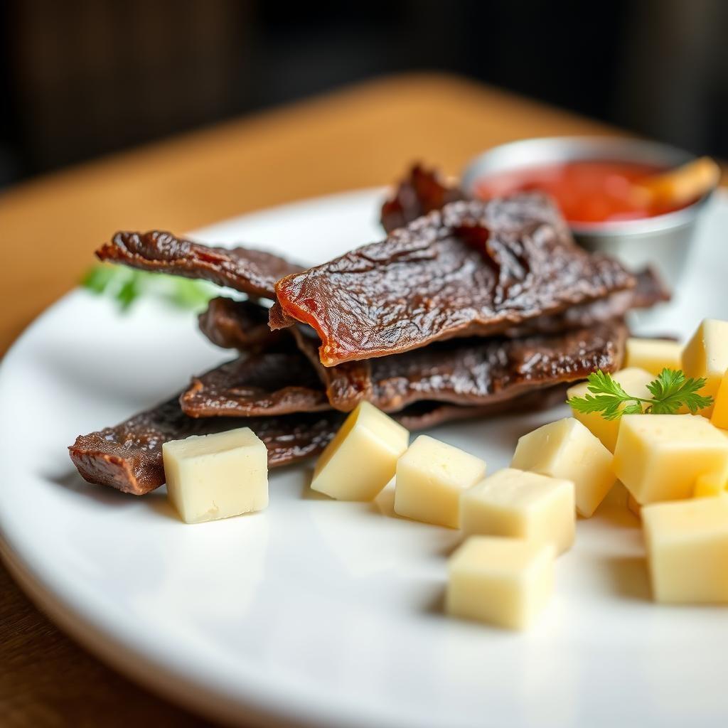 Beef Jerky with Cheese Cubes
