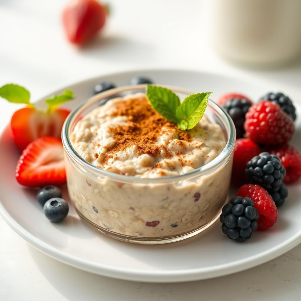 Maple Cinnamon Overnight Oats with Fresh Berries Maple Cinnamon Overnight Oats with Fresh Berries