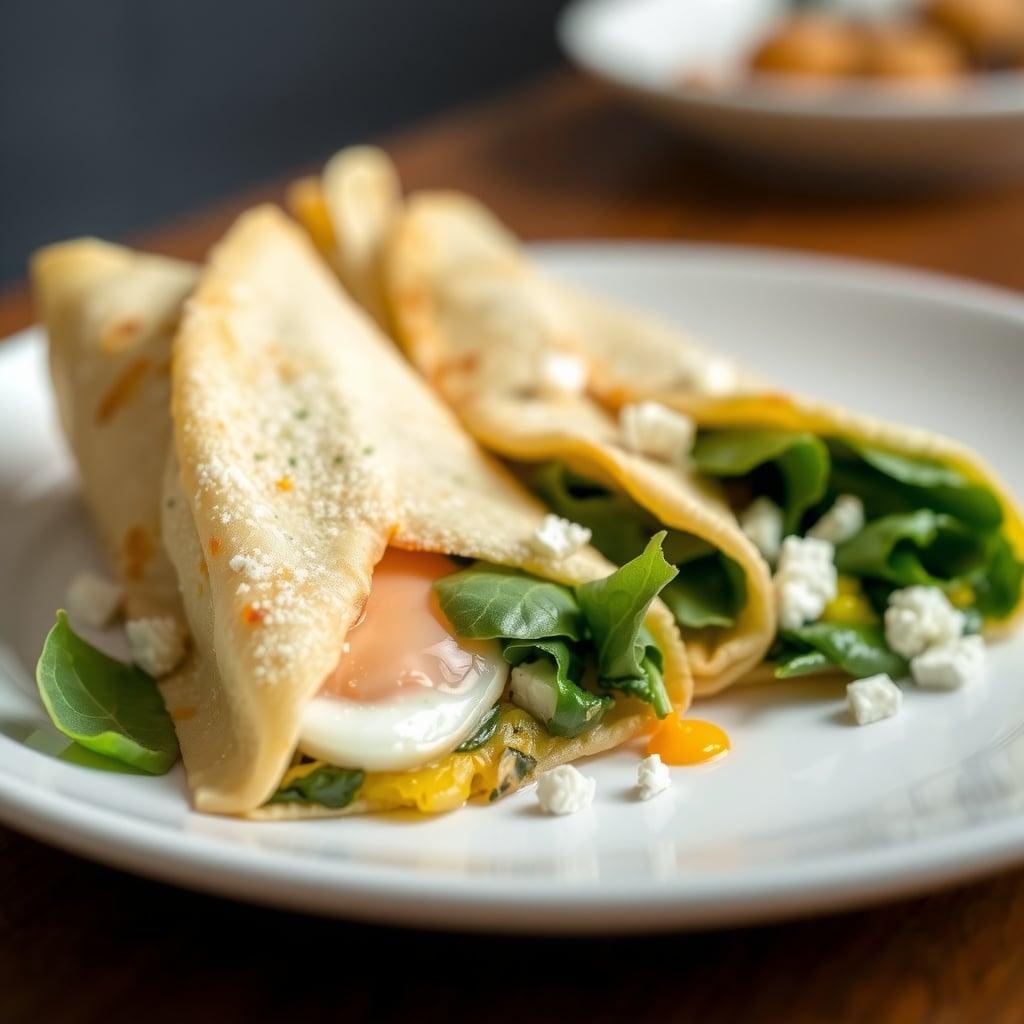 5-Minute Spinach and Feta Scrambled Egg Wraps
