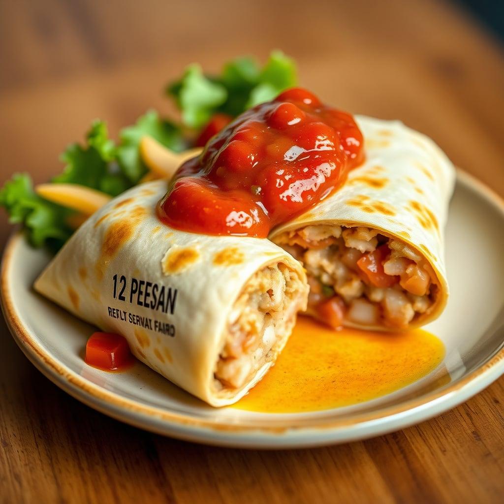 Microwaved Frozen Burrito with Salsa Microwaved Frozen Burrito with Salsa