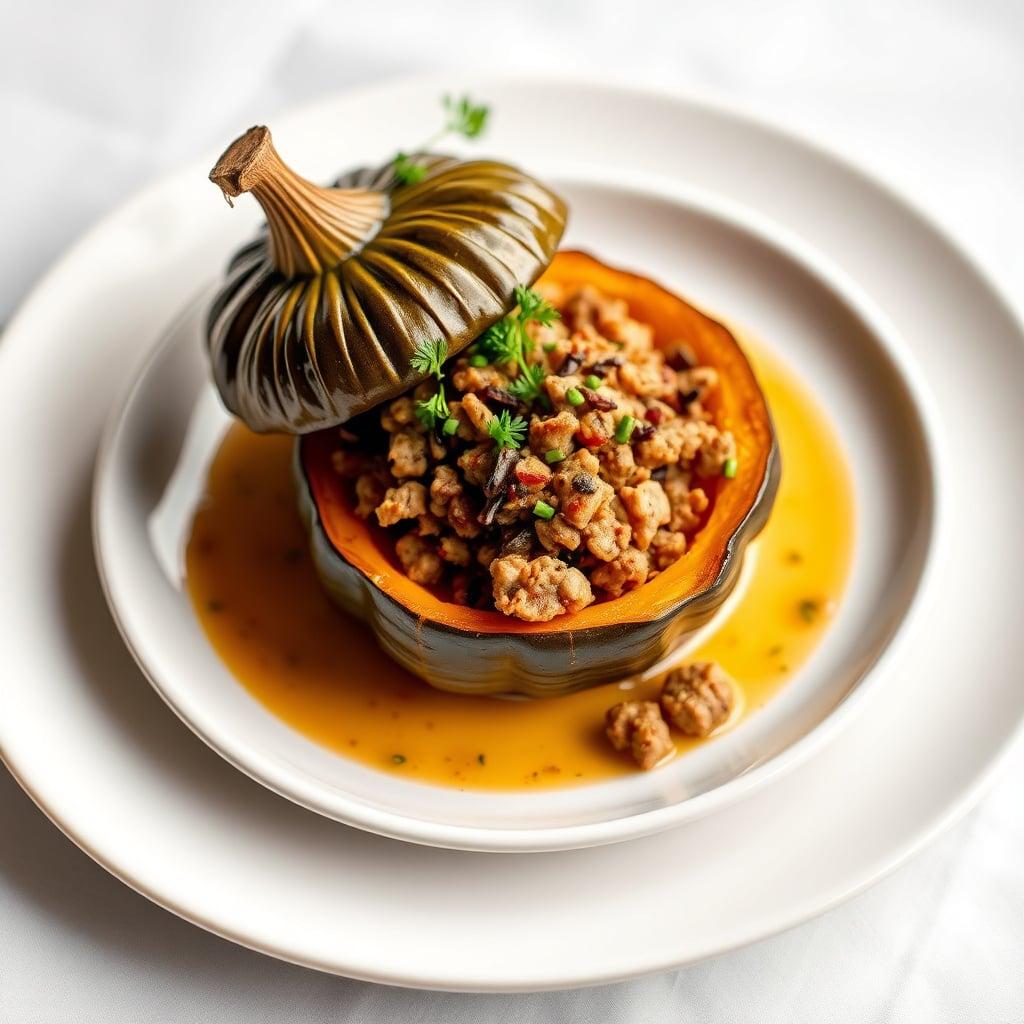 Maple-Spiced Ground Pork Stuffed Acorn Squash Maple-Spiced Ground Pork Stuffed Acorn Squash