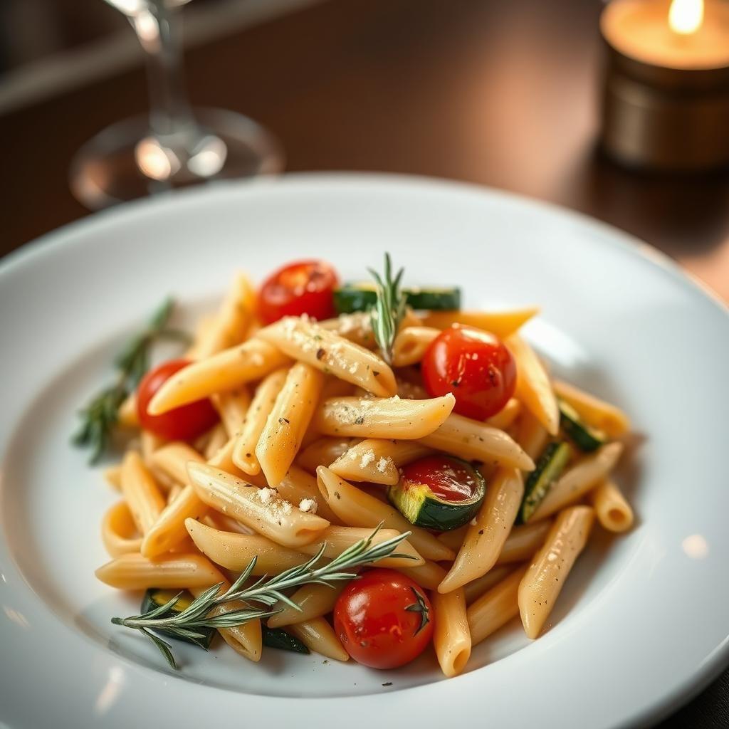 Herb-Roasted Vegetable Pasta with Rosemary Garlic Sauce