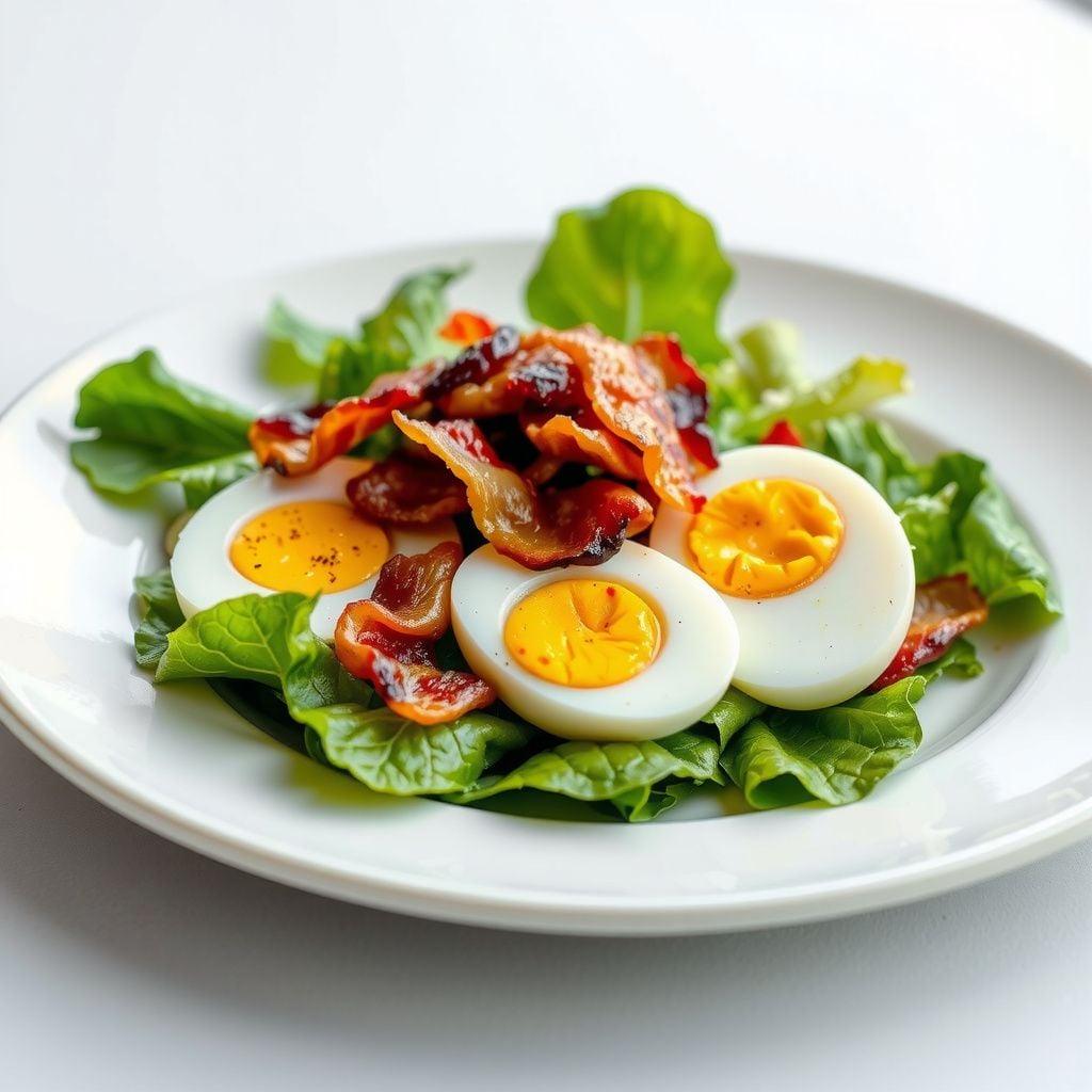 Classic French Lyonnaise Salad with Boiled Eggs and Bacon Vinaigrette Classic French Lyonnaise Salad with Boiled Eggs and Bacon Vinaigrette
