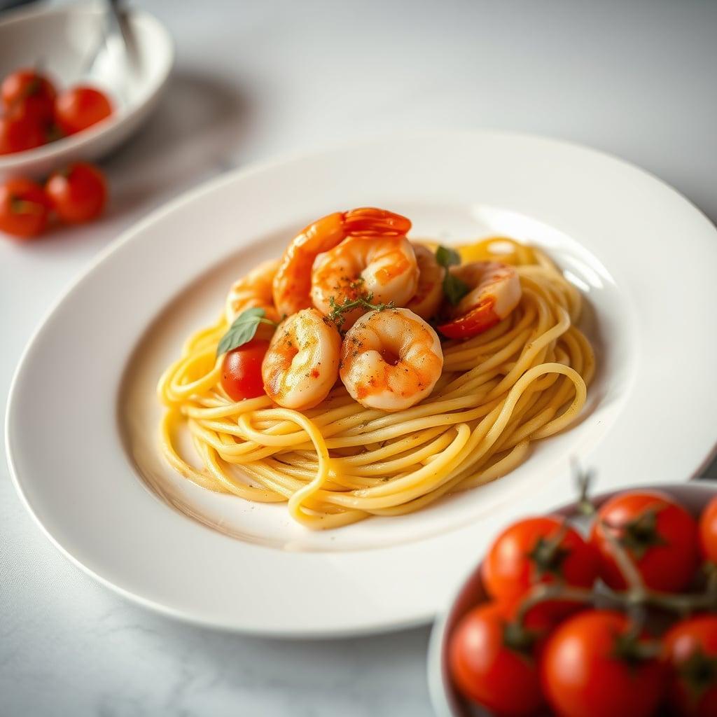 Garlic Butter Shrimp Pasta with Cherry Tomatoes Garlic Butter Shrimp Pasta with Cherry Tomatoes