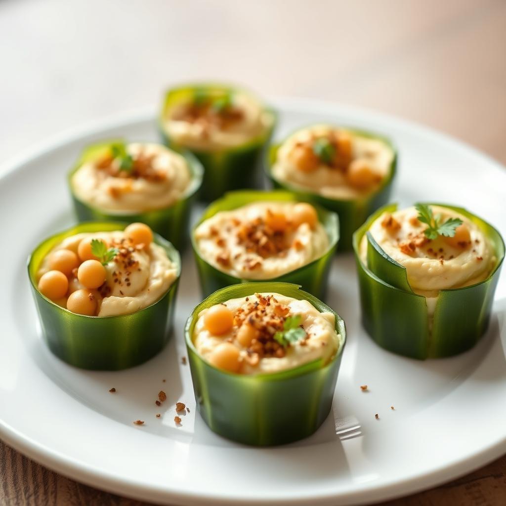 Cucumber Hummus Cups with Za'atar Cucumber Hummus Cups with Za'atar