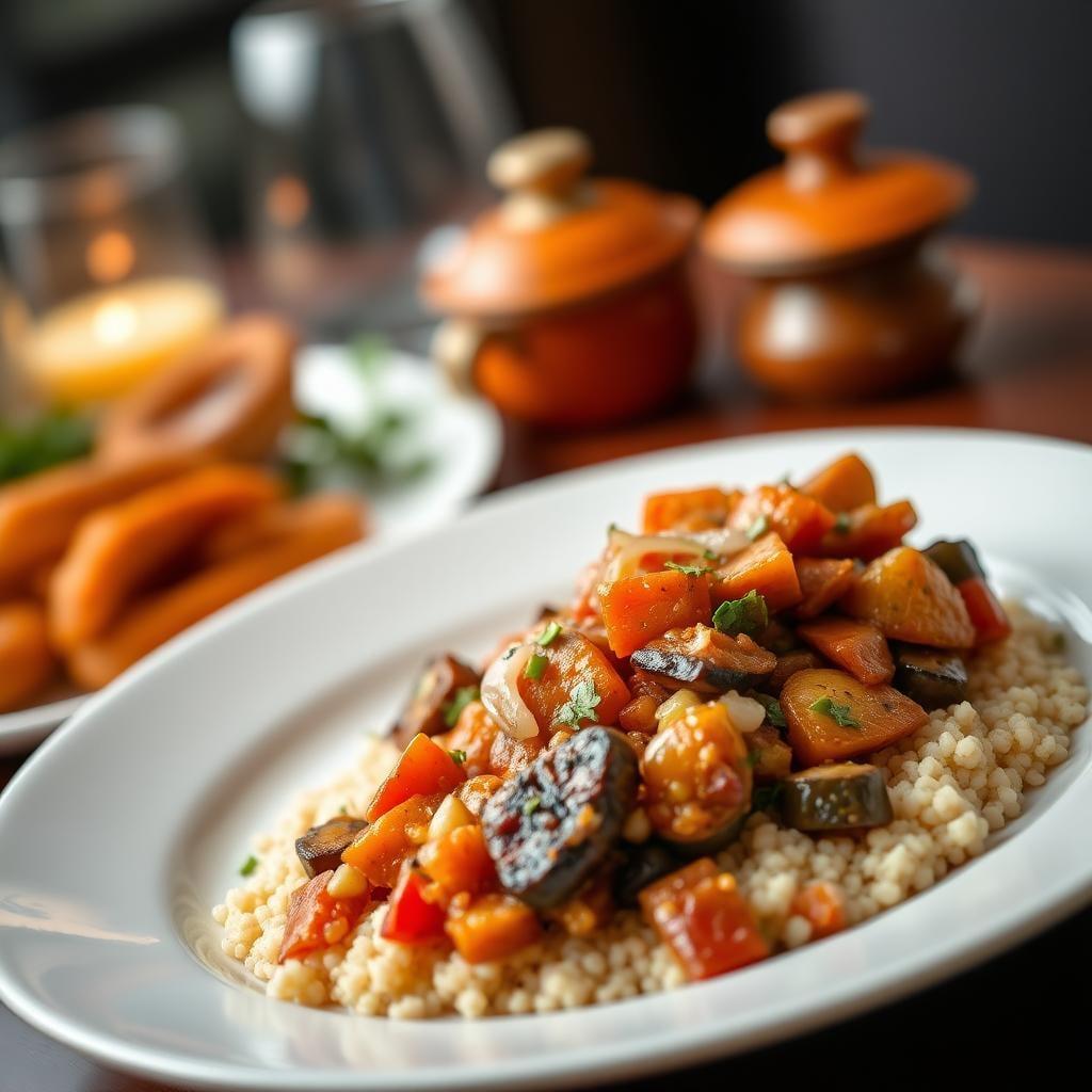 Moroccan Spiced Vegetable Tagine with Couscous Moroccan Spiced Vegetable Tagine with Couscous