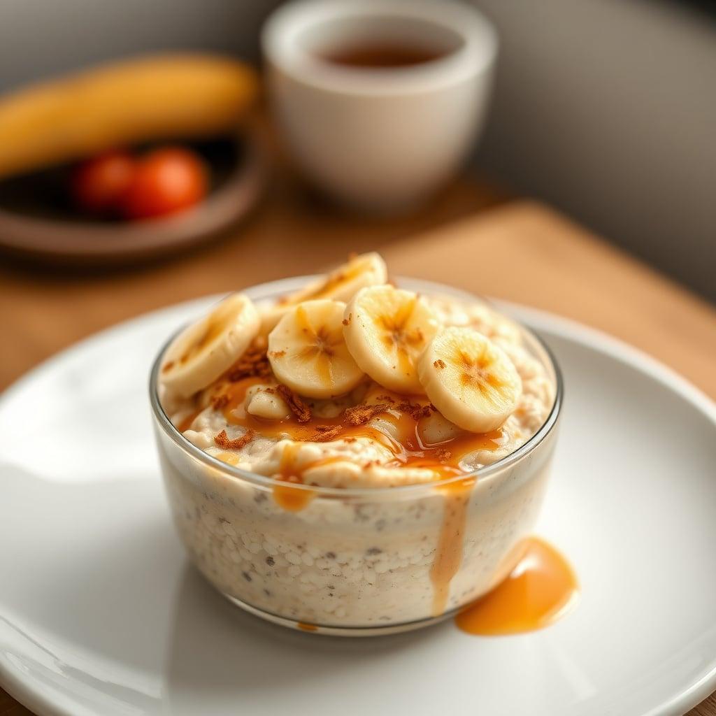 Maple Cinnamon Overnight Oats with Caramelized Banana Topping Maple Cinnamon Overnight Oats with Caramelized Banana Topping