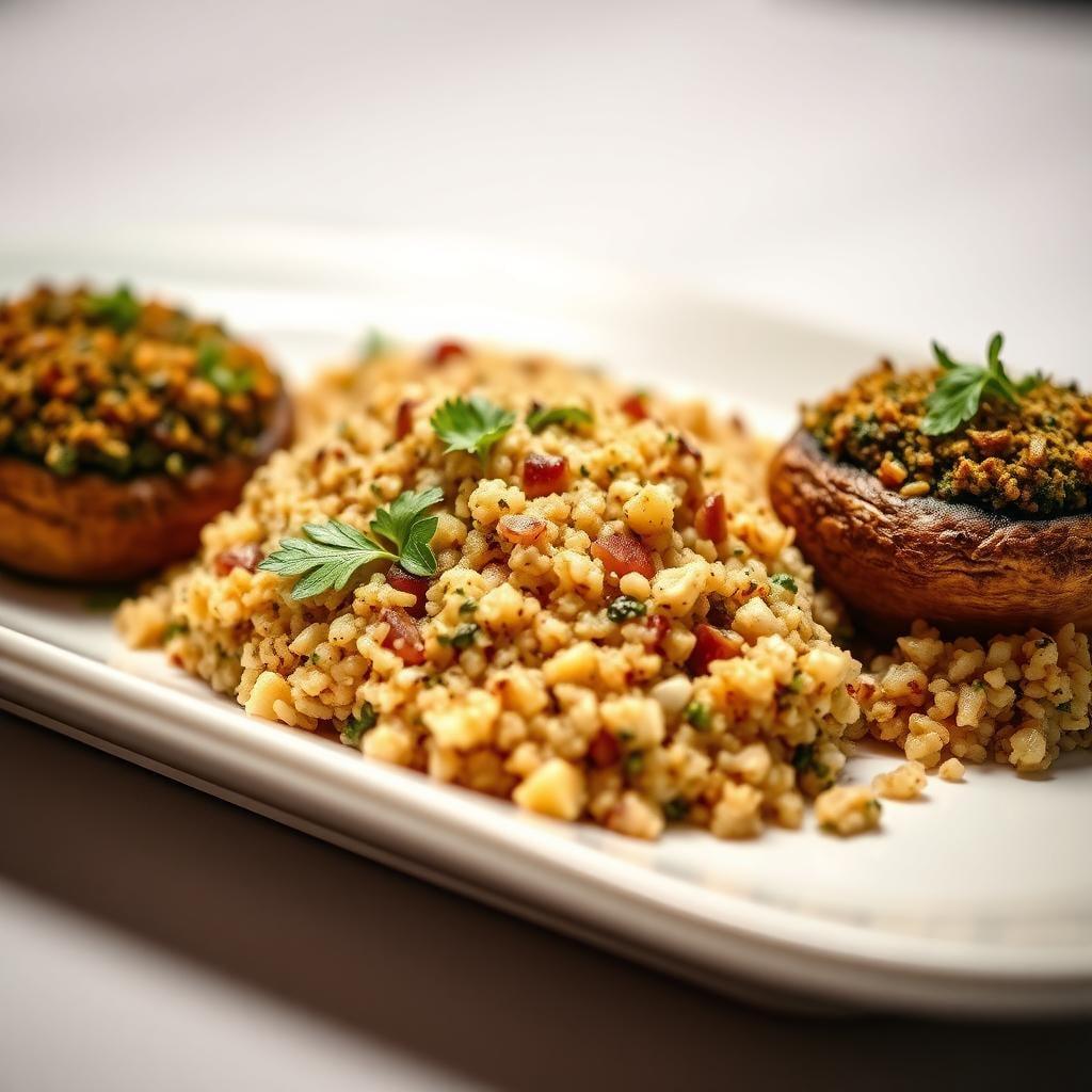 Herb-Stuffed Portobello Mushrooms with Quinoa Pilaf Herb-Stuffed Portobello Mushrooms with Quinoa Pilaf