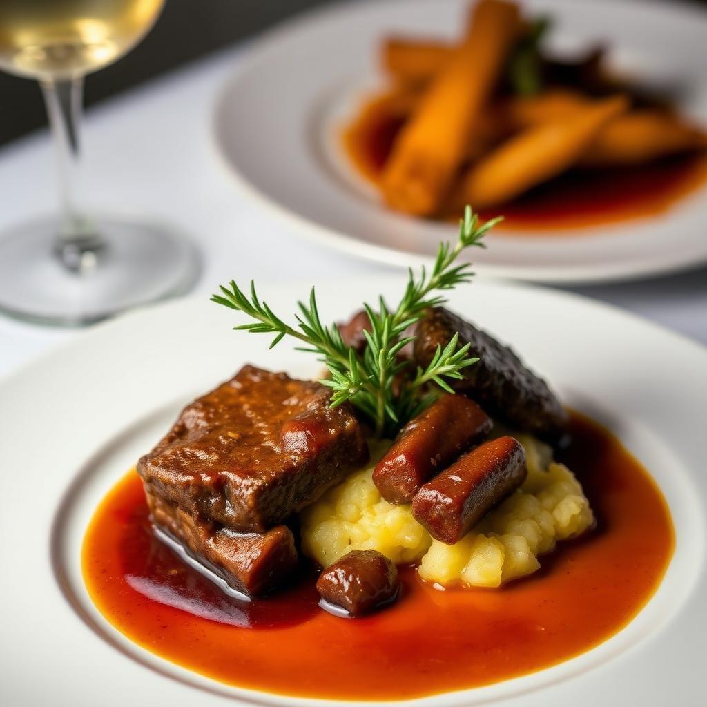 Slow-Braised Balsamic Short Ribs with Rosemary Polenta Slow-Braised Balsamic Short Ribs with Rosemary Polenta
