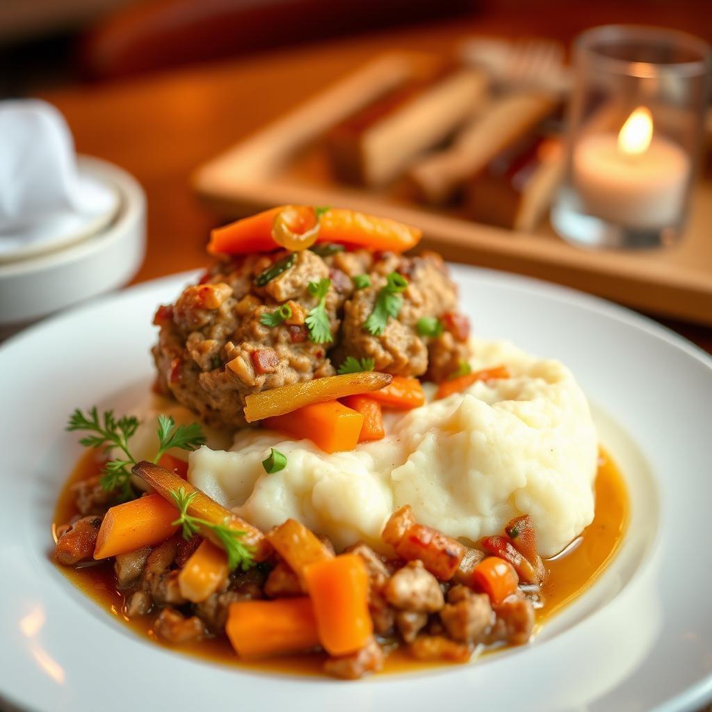 Baked Turkey & Vegetable Meatloaf with Mashed Potatoes