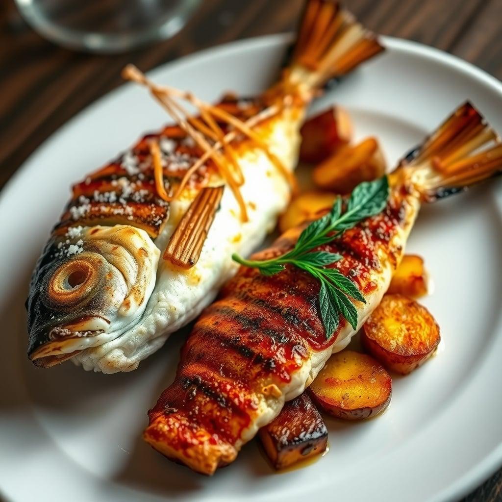 Piri-Piri Grilled Sea Bass with Herb-Roasted Potatoes Piri-Piri Grilled Sea Bass with Herb-Roasted Potatoes