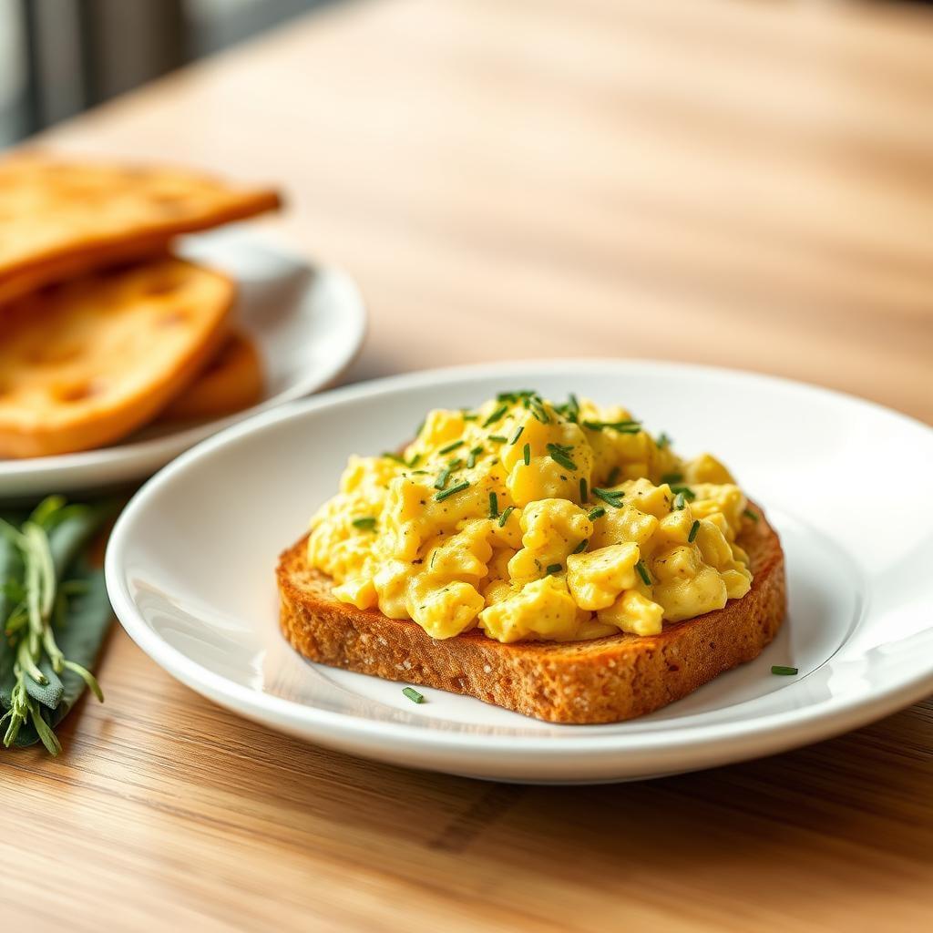 Cheddar and Chive Scrambled Eggs on Toast