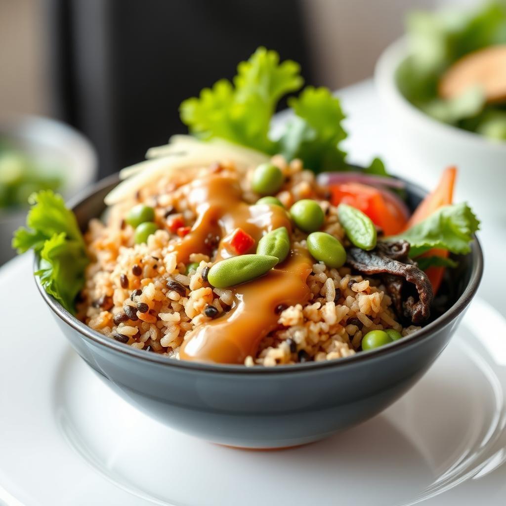 Asian-Inspired Quinoa Bowl with Sesame Dressing Asian-Inspired Quinoa Bowl with Sesame Dressing