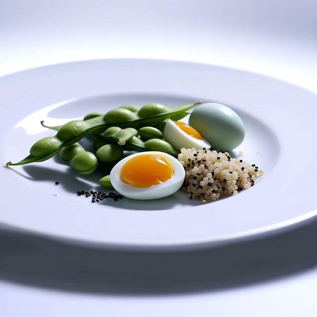 Edamame Pods and Hard-Boiled Eggs with Sesame Quinoa Edamame Pods and Hard-Boiled Eggs with Sesame Quinoa