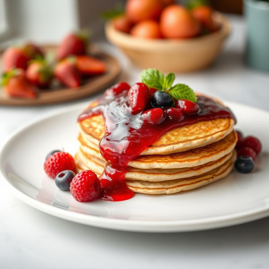 Whole Grain Pancakes with Berry Compote Whole Grain Pancakes with Berry Compote