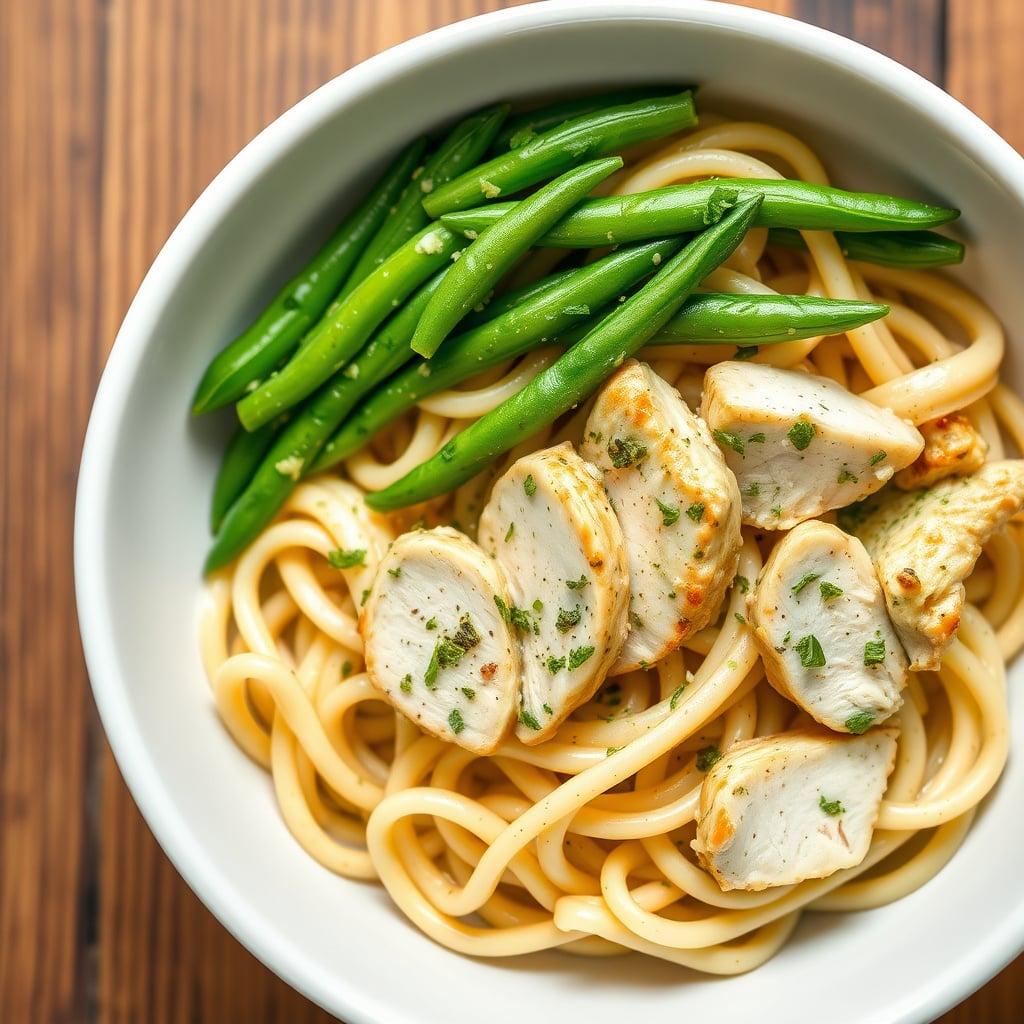 One-Pan Creamy Pesto Chicken and Green Bean Penne