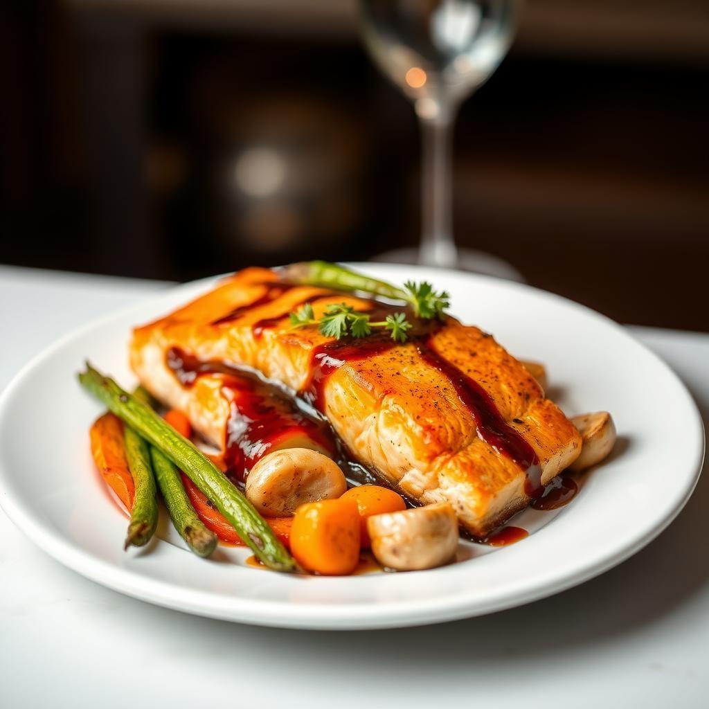 Balsamic Glazed Salmon with Roasted Vegetables