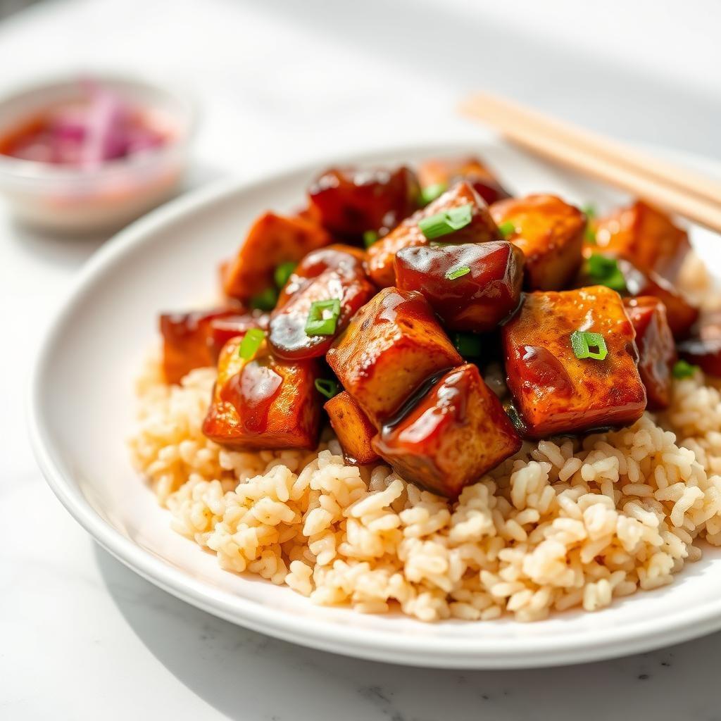 Teriyaki Glazed Tofu Stir-Fry with Brown Rice Teriyaki Glazed Tofu Stir-Fry with Brown Rice