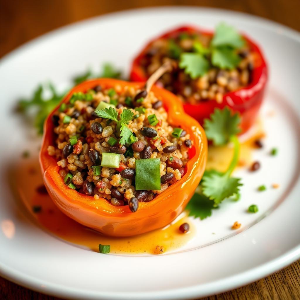 Southwest Black Bean and Quinoa Stuffed Peppers Southwest Black Bean and Quinoa Stuffed Peppers