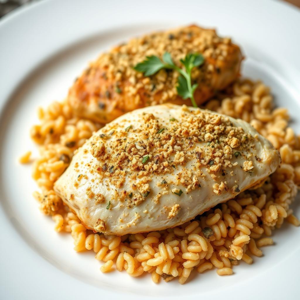 Italian Herb-Crusted Chicken with Garlic Parmesan Orzo Italian Herb-Crusted Chicken with Garlic Parmesan Orzo