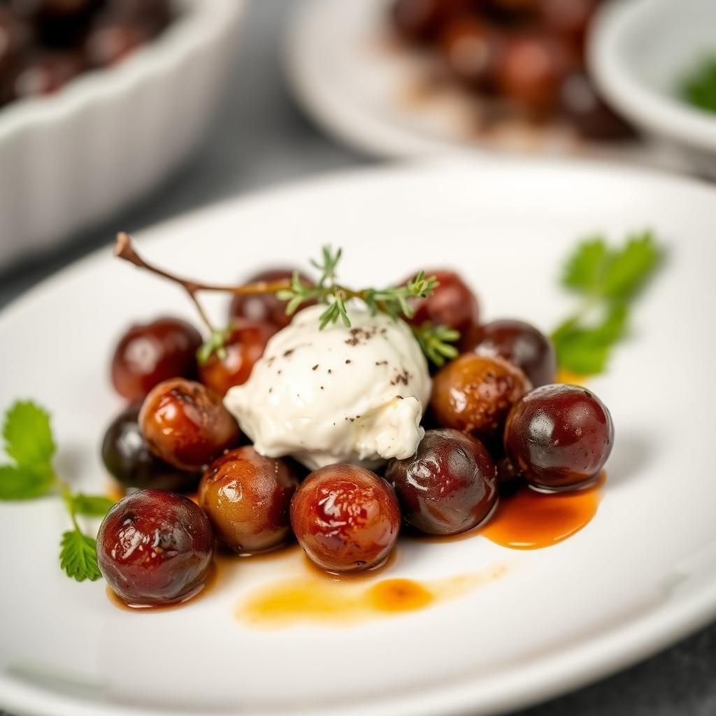 Balsamic Roasted Grapes with Thyme & Goat Cheese