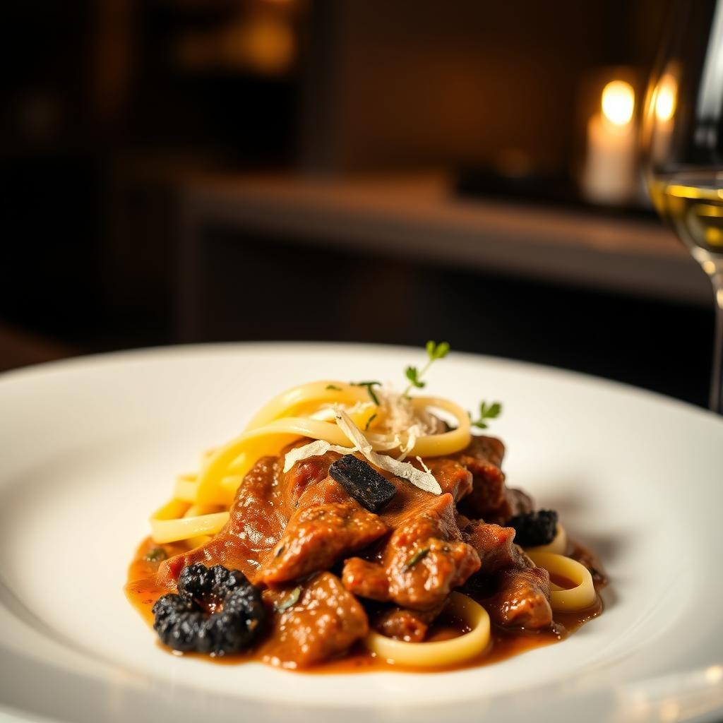 Braised Short Rib Ragu with Pappardelle and Shaved Black Truffle