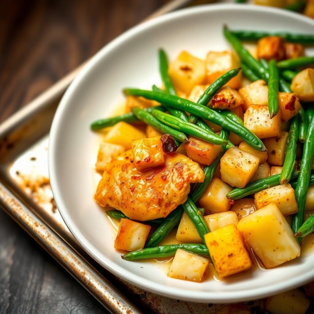 Sheet-Pan Garlic Butter Chicken with Green Beans and Potatoes Sheet-Pan Garlic Butter Chicken with Green Beans and Potatoes