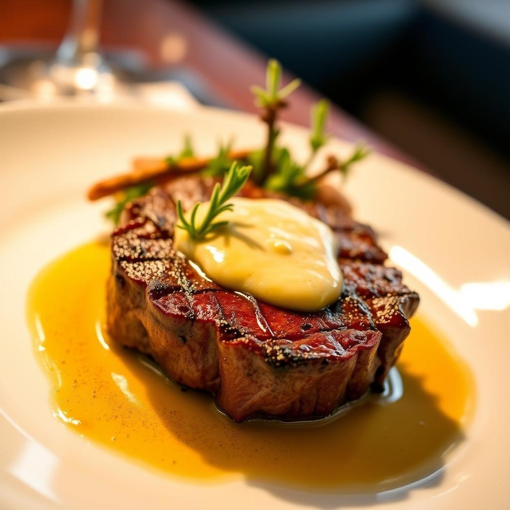 Pan-Seared Ribeye with Rosemary Butter Sauce Pan-Seared Ribeye with Rosemary Butter Sauce