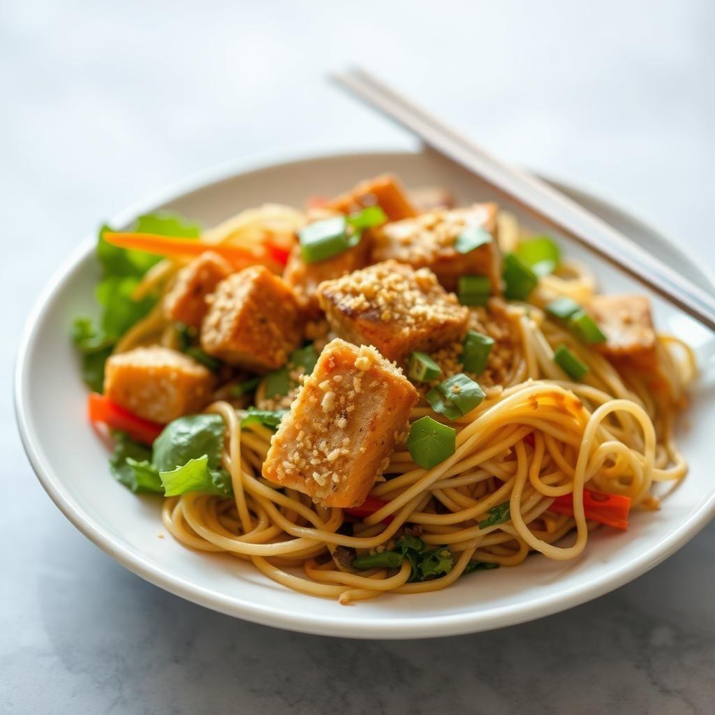 Thai-Inspired Peanut Noodle Salad with Crispy Tofu Thai-Inspired Peanut Noodle Salad with Crispy Tofu