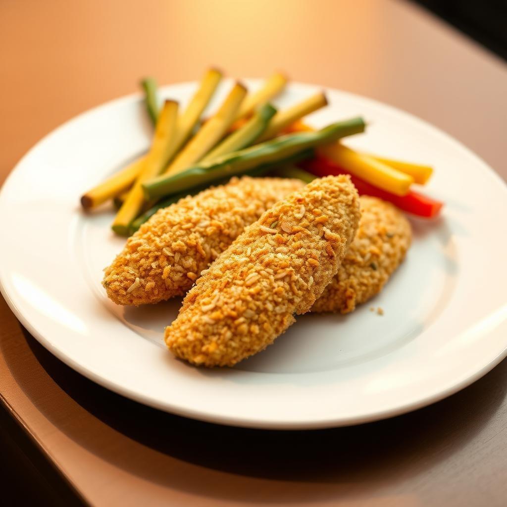 Baked Parmesan Crusted Chicken Tenders with Veggie Sticks Baked Parmesan Crusted Chicken Tenders with Veggie Sticks