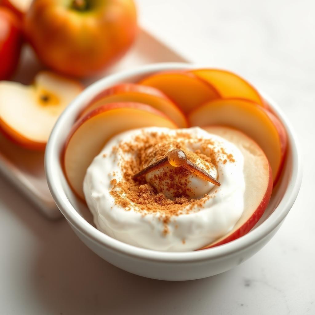Apple Slices with Cinnamon Yogurt Dip