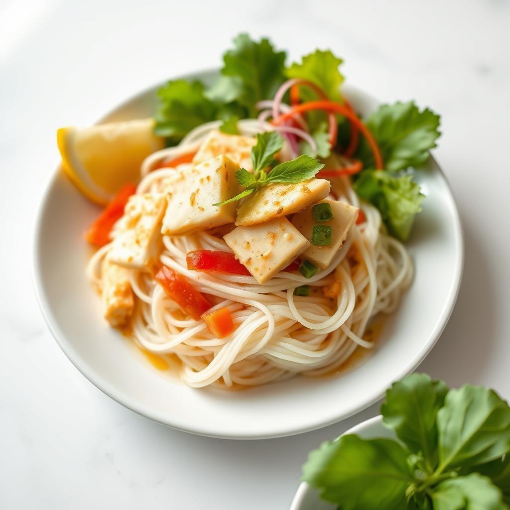 Asian-Inspired Rice Noodle Salad with Sesame Tofu (Leftover)