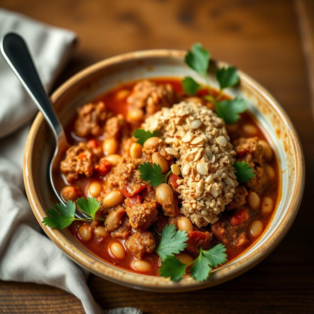 Smoky Spanish Ground Turkey & White Bean Stew with Almond Picada Smoky Spanish Ground Turkey & White Bean Stew with Almond Picada