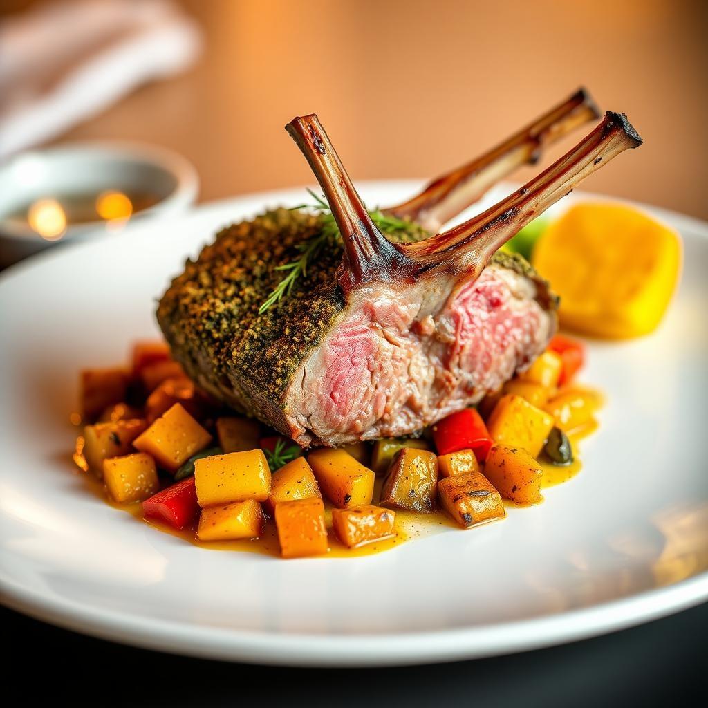 Herb-Crusted Rack of Lamb with Ratatouille Herb-Crusted Rack of Lamb with Ratatouille