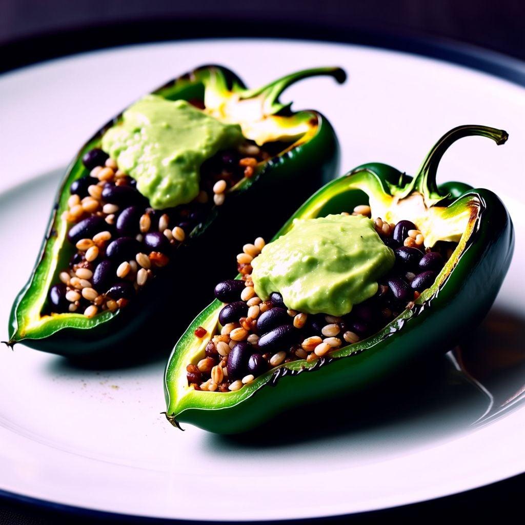 Black Bean and Farro Stuffed Poblano Peppers Black Bean and Farro Stuffed Poblano Peppers