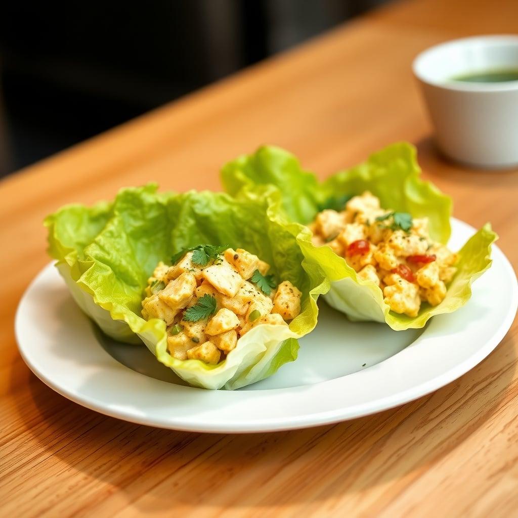 Creamy Curried Chicken Salad in Crisp Butter Lettuce Cups