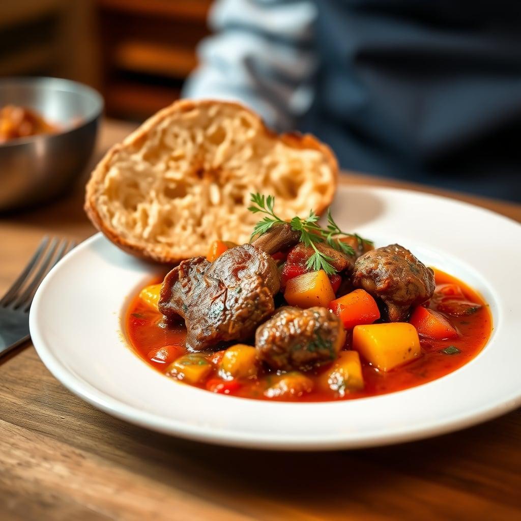 Mediterranean Lamb and Vegetable Stew with Crusty Bread Mediterranean Lamb and Vegetable Stew with Crusty Bread