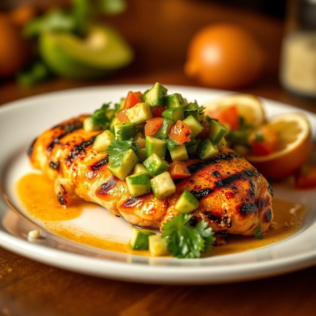 Citrus-Marinated Grilled Chicken with Avocado Salsa Citrus-Marinated Grilled Chicken with Avocado Salsa